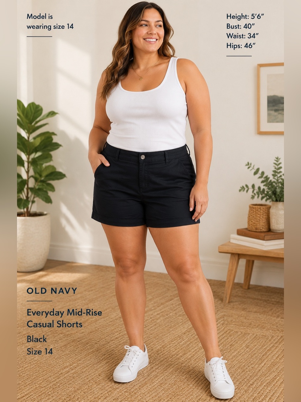 🖤 Women’s Old Navy Everyday Mid-Rise Casual Shorts – Size 14